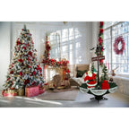 47 in. Christmas Red Santa with Green Umbrella Base and Music