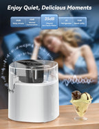 Ice Cream Maker, 1.5-Qt Ice Cream Machine and Frozen Yogurt Machine, 1.5-Qt Insulated Freezer Bowl, LCD Screen and Timer,  Results, Easy to Operate and Clean