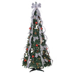 Gerson 6-Foot High Pop Up Pre-Lit Green Decorated Pine Tree with Warm White Lights
