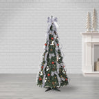 Gerson 6-Foot High Pop Up Pre-Lit Green Decorated Pine Tree with Warm White Lights