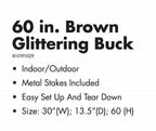 Pre-lit Glittering Rustic Brown 60 Inch Buck - 150 Clear Lights - Christmas Deer - 5 Feet Tall