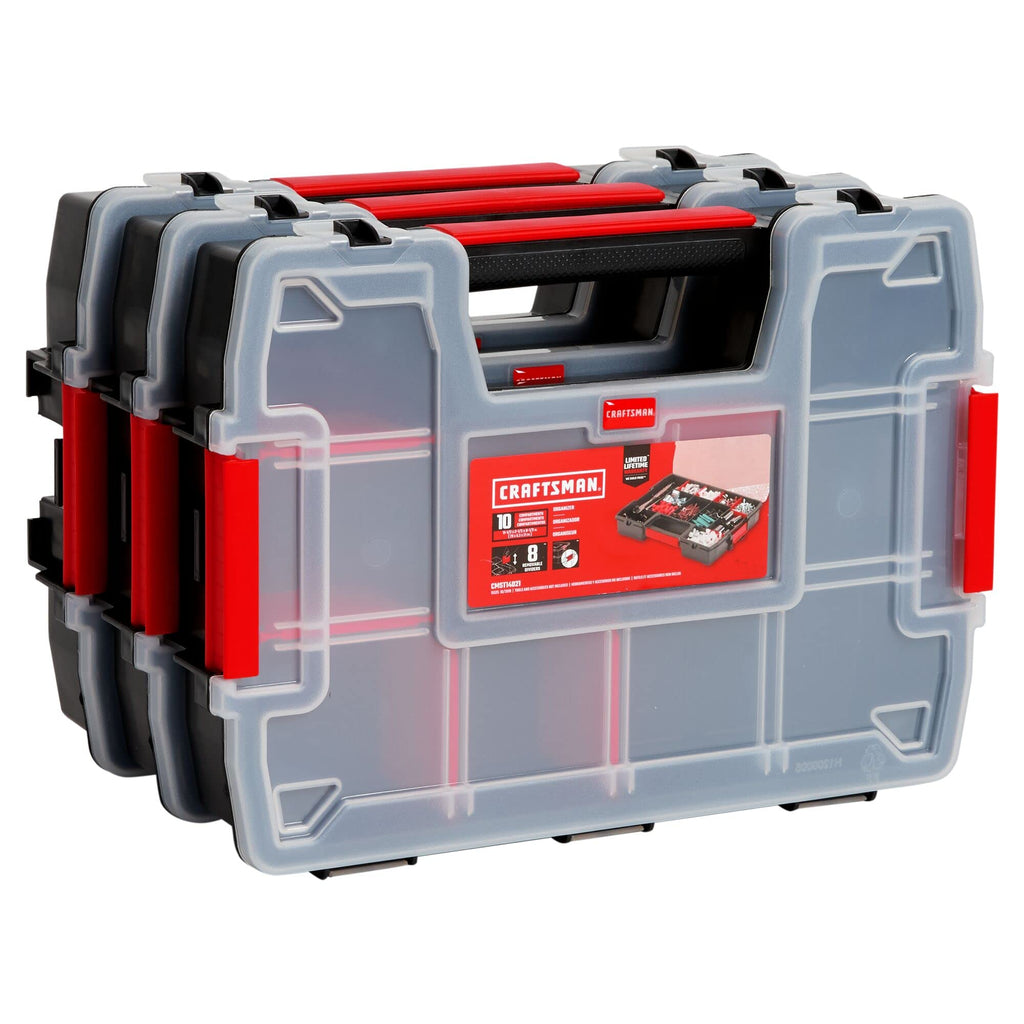 StoraOrganizer, Small Parts Organizer, 3-Packs with 10-Compartments, Lid Includes Secure Latch (CMST60964M)