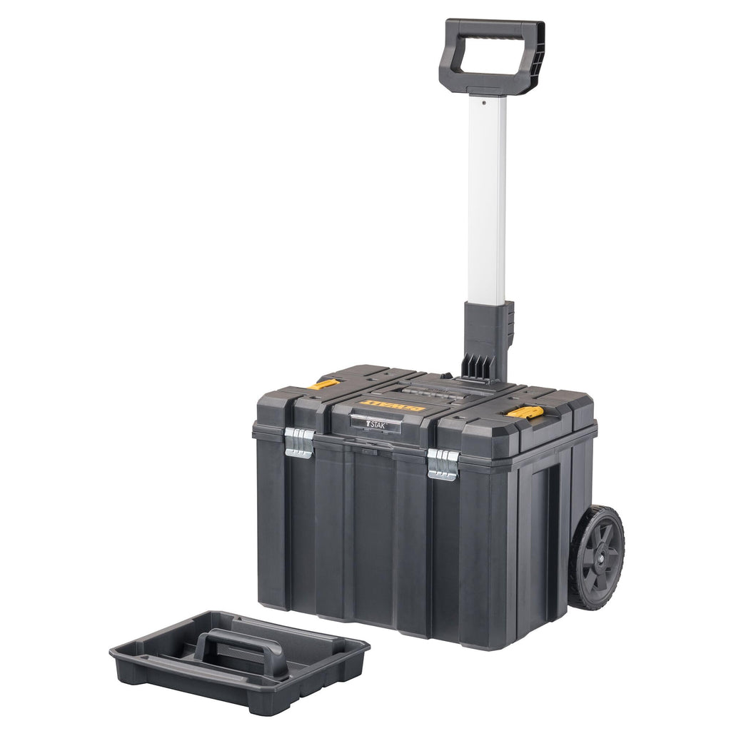 Tool Box with Wheels Modular, LarRolling Tool Box With Telescopic Handle, Portable Carrier Deep Stackable TSTAK Stora(DWST17820)