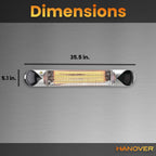 Hanover 35.4" Wide Electric Carbon Infrared Heat Lamp with Remote Control, Silver