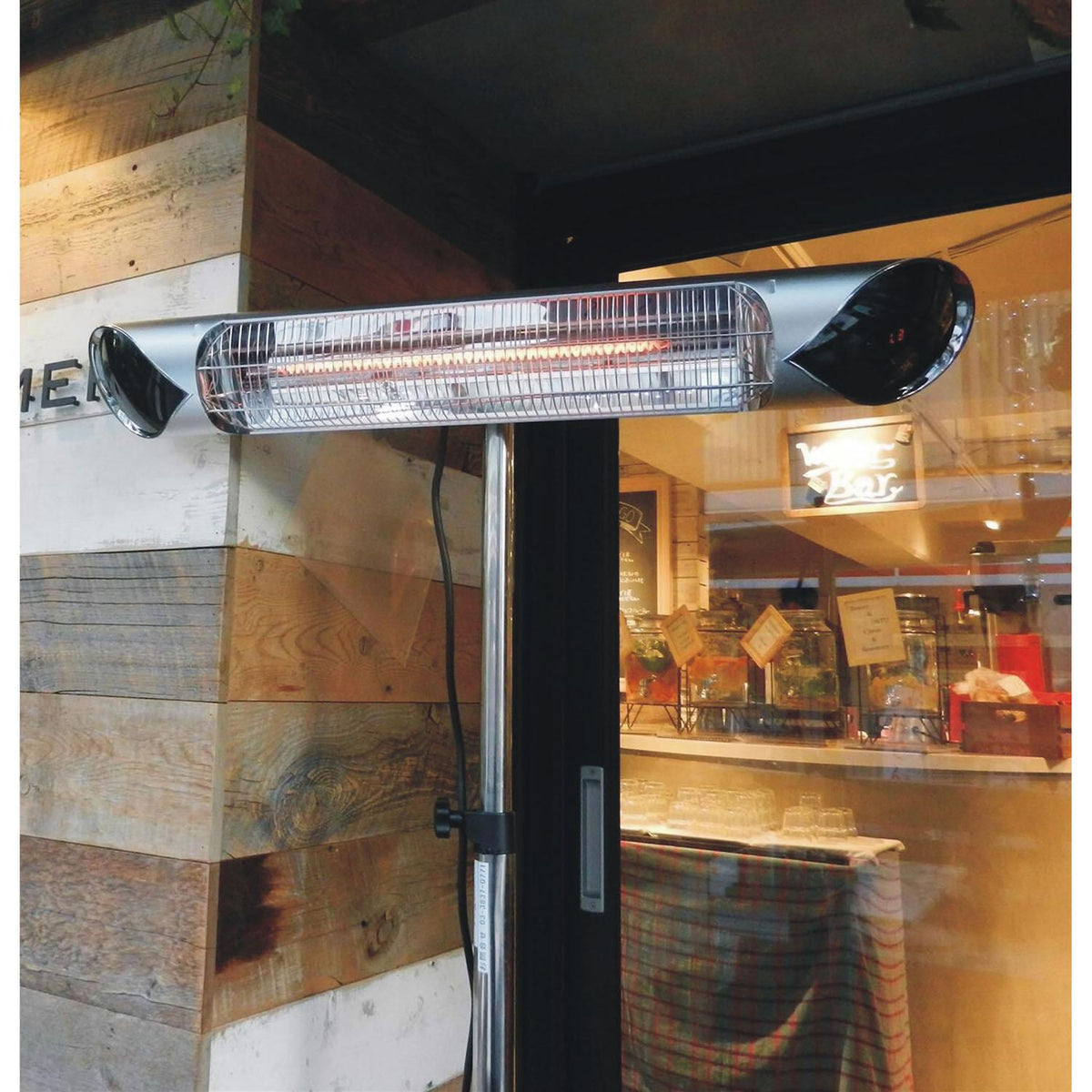 Hanover 35.4" Wide Electric Carbon Infrared Heat Lamp with Remote Control, Silver