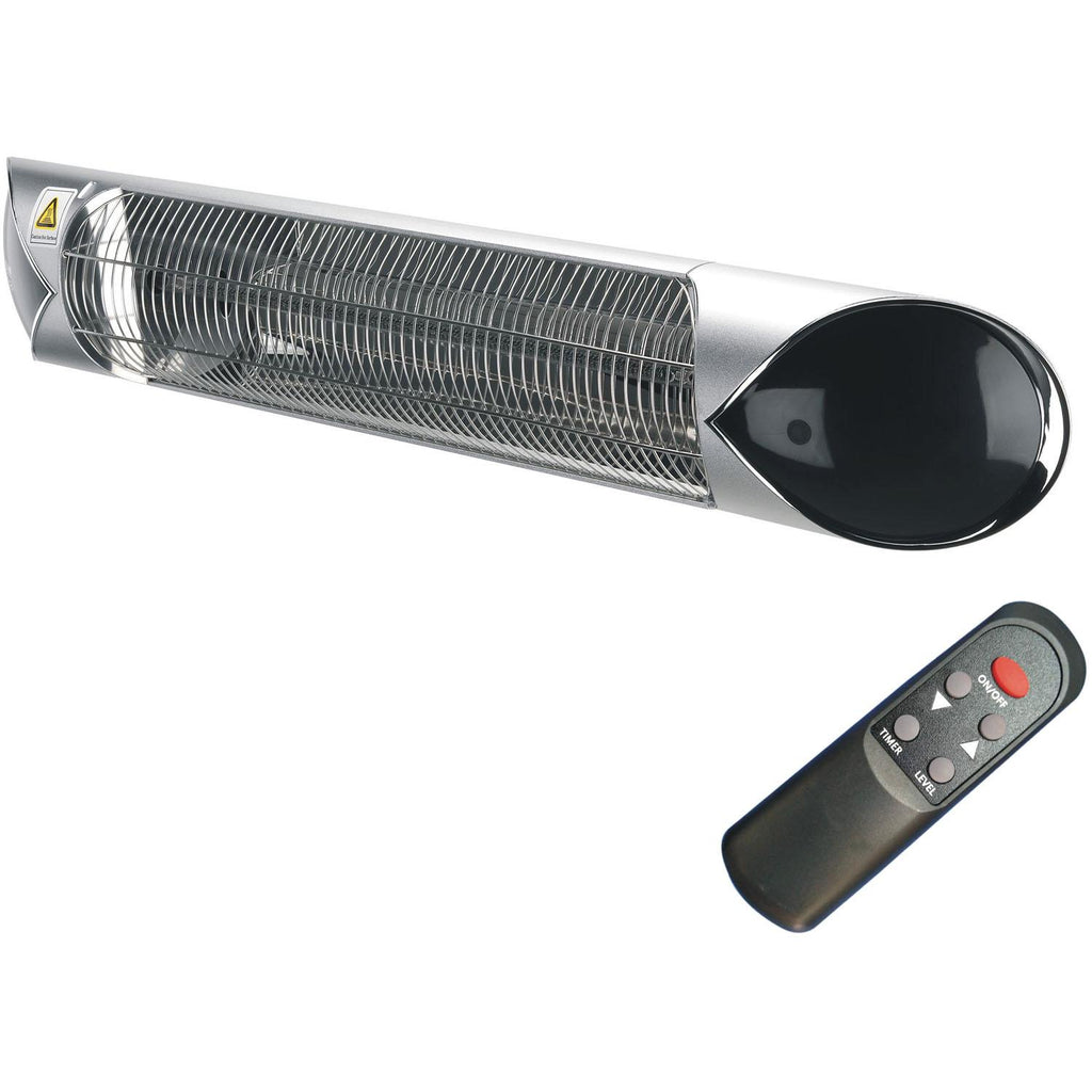 Hanover 35.4" Wide Electric Carbon Infrared Heat Lamp with Remote Control, Silver