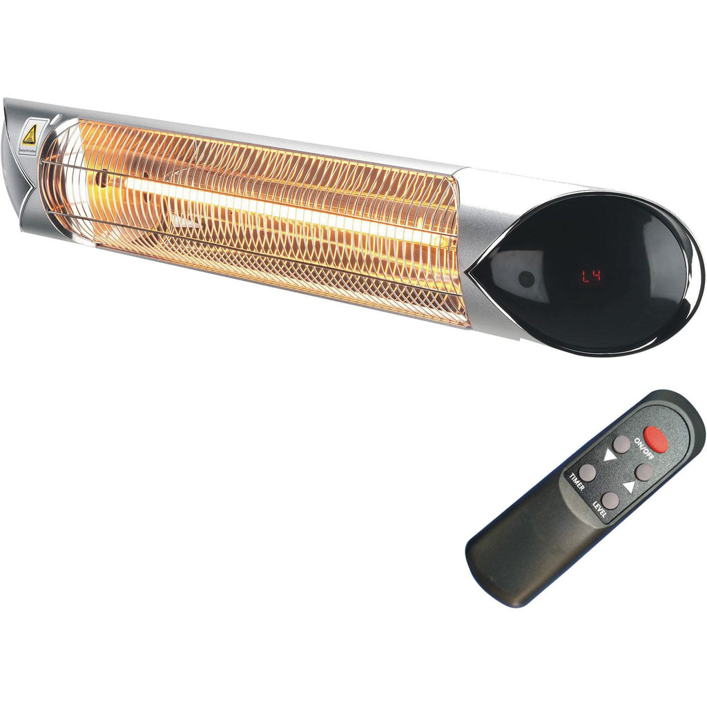 Hanover 35.4" Wide Electric Carbon Infrared Heat Lamp with Remote Control, Silver