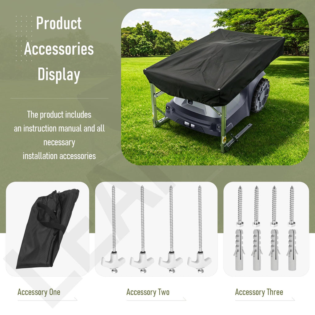 Robot Lawn Mower Garage, Waterproof Outdoor Shelter &amp; Carport for Most Robotic Mowers, Universal Easy Setup Rain Protection Panel Awning Shed, 19" W x 30" L x15.7 H