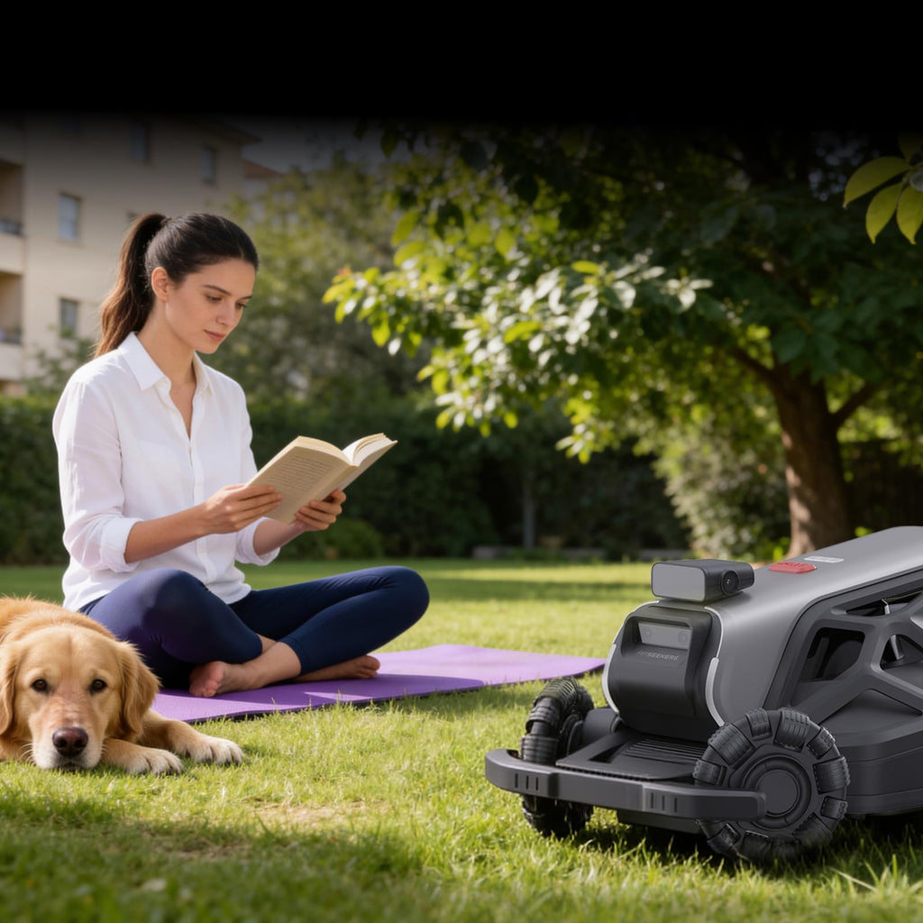 TRON Robot Lawn Mower for Up to 2400㎡, 300° Vision, NRTK V-SLAM | Wire-,AI Obstacle Avoidance, No Perimeter Wire,Smart App Control,Auto Mapping, All-Terrain Mowing,15Ah,Swappable Battery