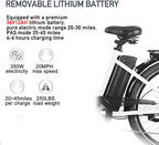Electric Bike 350W Ebike 26'' Electric Bicycle, 20MPH Adults Electric City Bike with Removable 36v12ah Battery, Professional 6 Speed Gears