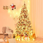 9 ft. Pre-Lit LED Flocked Snow Hinged Pine Artificial Christmas Tree with 550 White Lights
