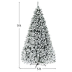 9 ft. Pre-Lit LED Flocked Snow Hinged Pine Artificial Christmas Tree with 550 White Lights