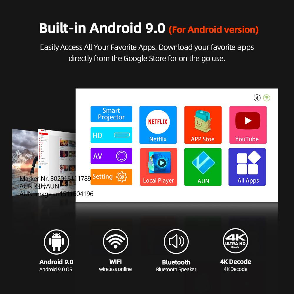 2022 projector full hd 1080p led theater android 9 smart tv mini beamer mobile 4