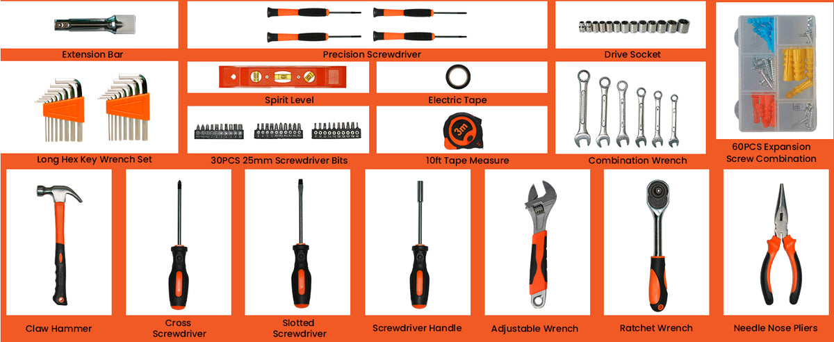 Home Repair Tool Kit 141 Piece Basic Tool Set for Men Car Mechanic | Tool Set for Home Dorm Screwdriver & Socket Set with StoraTool Box Hand Tool Kit for Auto Repair