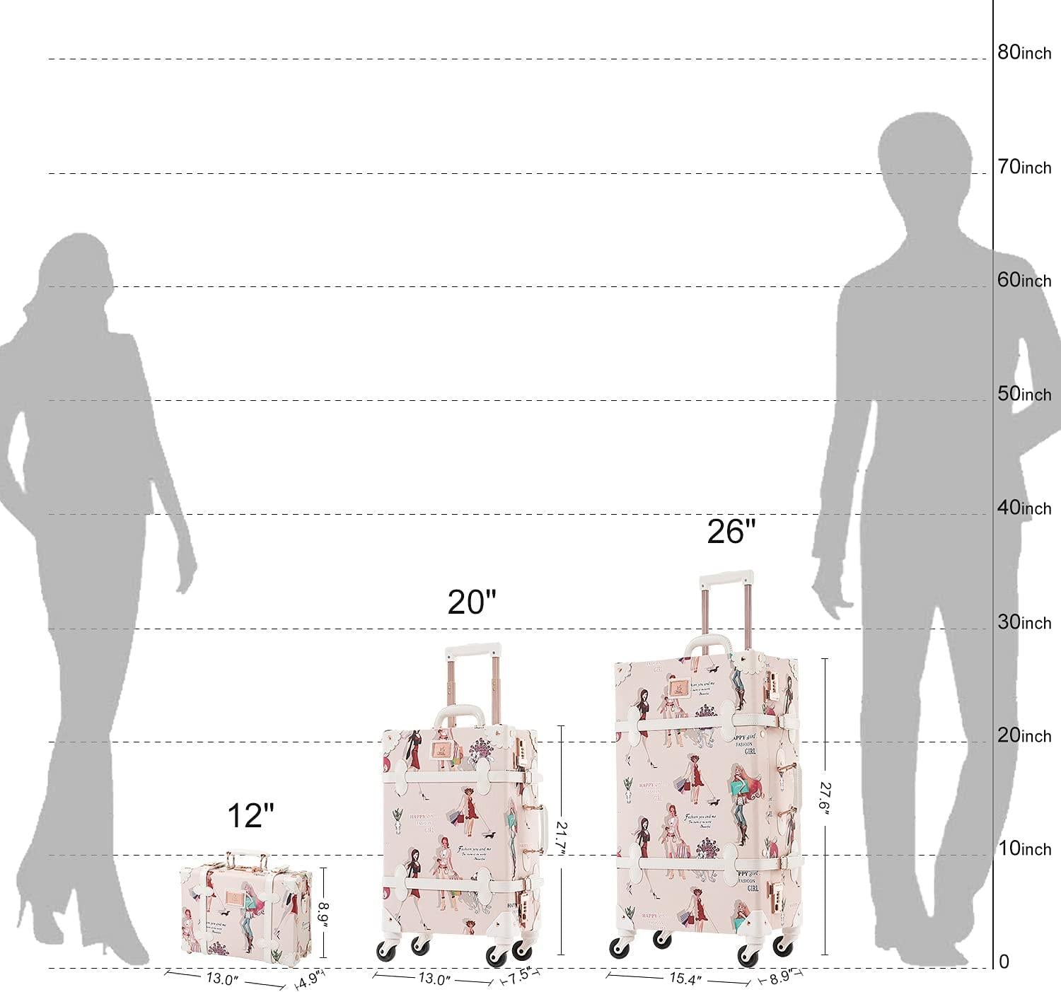 Spinner Trunk Luggage 26inch Women Cute Suitcase with Combination Locks