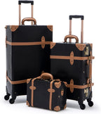 3 Piece  Luggage Set TSA Lock  Suitcase with Spinner Wheels (13" 20" 26", Black)