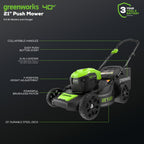 40V 21" Push Mower, 5.0Ah USB Battery