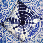 Tie Dye Shibori Cushion Covers, Indigo Colour, Decorative Cotton Throw, Shibori Sofa Pillow Cases, Bohemian Pillow Shams Outdoor Cushion Cover 16x16 (50)