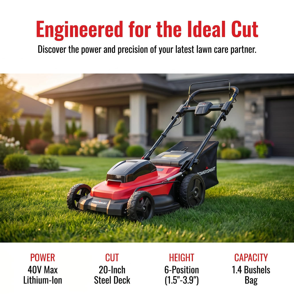 20" Self Propelled Cordless Lawn Mower,40V 2x4.0 Ah Battery Lawn Mower with Dual Battery Slots &amp; Steel Deck, 3-in-1 Walk-Behind Mower (Bagging/Mulching), Space Saving Foldable