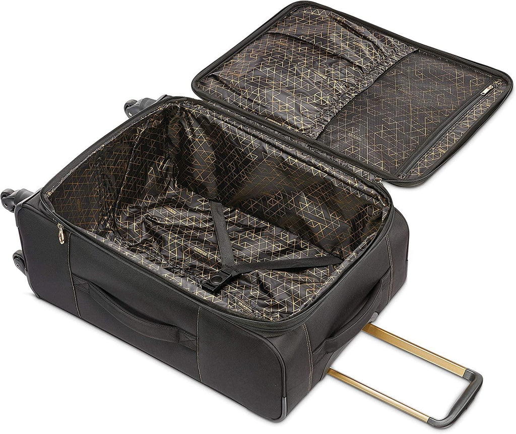 Belle Voyage Softside Luggage with Spinner Wheels, Black, Checked-Medium 25-Inch