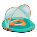 SwimSchool Baby Boat Splash and Play Float with Adjustable Safety Seat, Dual Air Pillow Chambers, and Sun Shade Canopy, Orange,