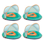 SwimSchool Baby Boat Splash and Play Float with Adjustable Safety Seat, Dual Air Pillow Chambers, and Sun Shade Canopy, Orange,