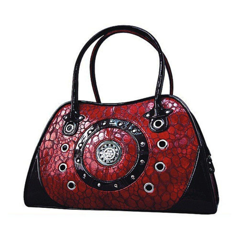 Backbone Textured  Leather Bling Pet Carrier, Red