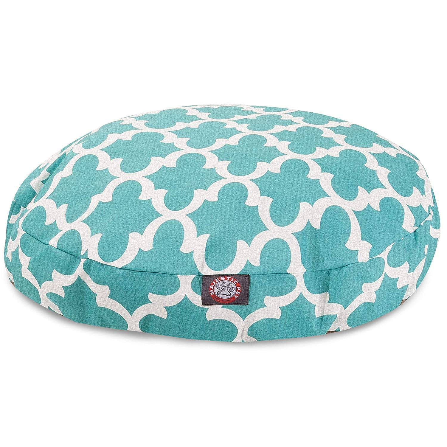 Teal Trellis LarRound Indoor Outdoor Pet Dog Bed With Removable Washable Cover By Majestic Pet Products