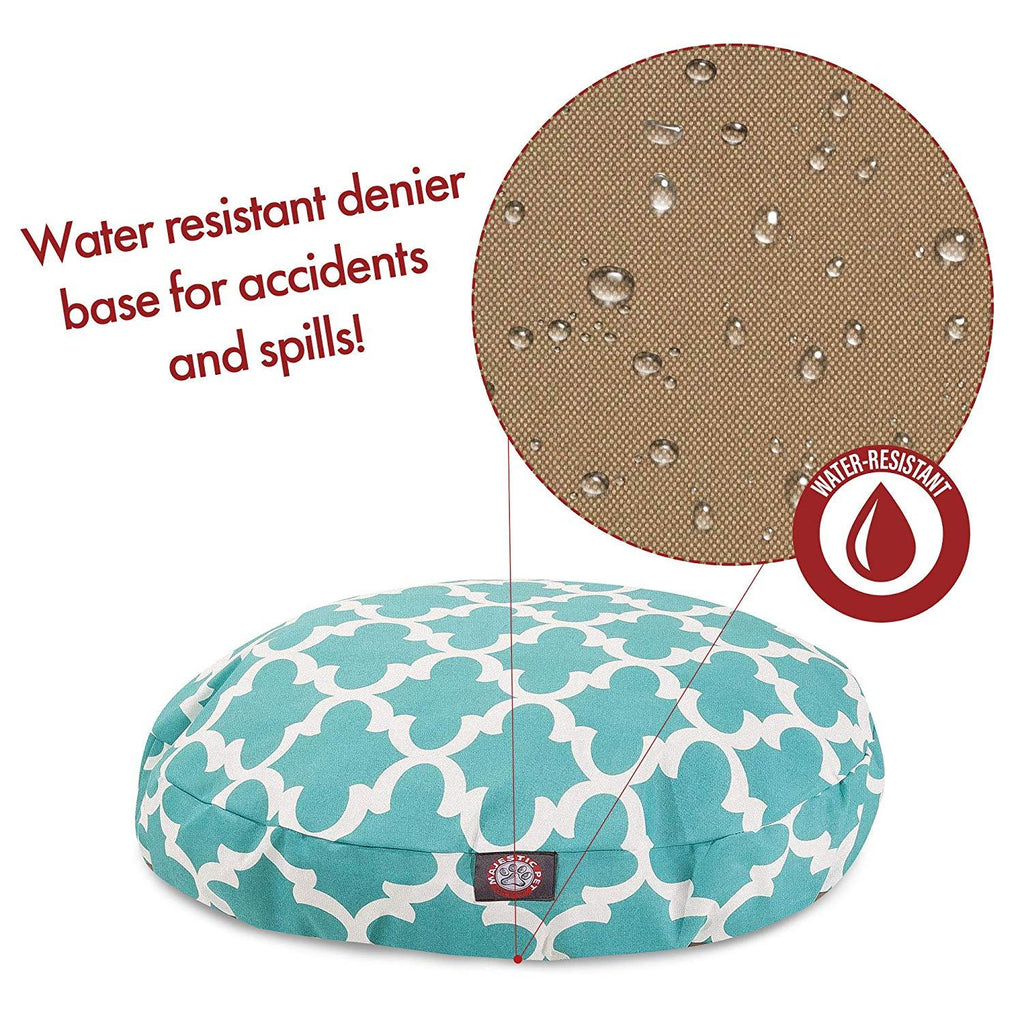 Teal Trellis LarRound Indoor Outdoor Pet Dog Bed With Removable Washable Cover By Majestic Pet Products