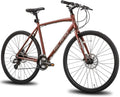 Hiland Road Hybrid Bike Urban City Commuter Bicycle with Disc Brake for Men Comfortable Bicycle 700C Wheels 24 speeds Bikes Red 53cm