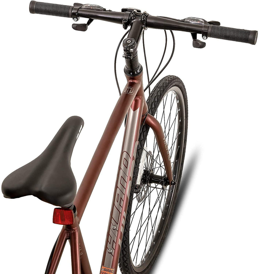 Hiland Road Hybrid Bike Urban City Commuter Bicycle with Disc Brake for Men Comfortable Bicycle 700C Wheels 24 speeds Bikes Red 53cm