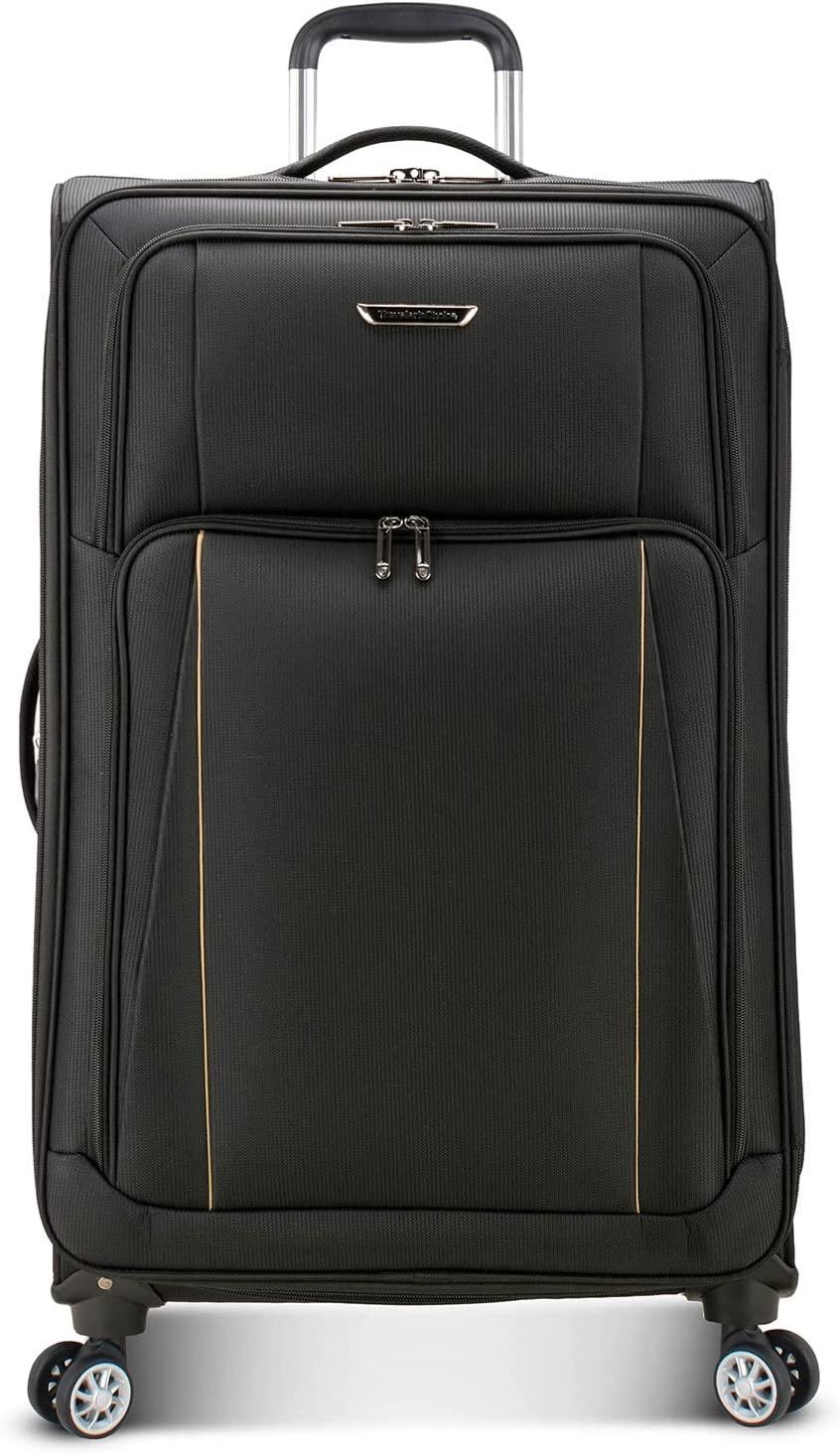 Lares Softside Expandable Luggage with Spinner Wheels, Black, Checked 31-Inch