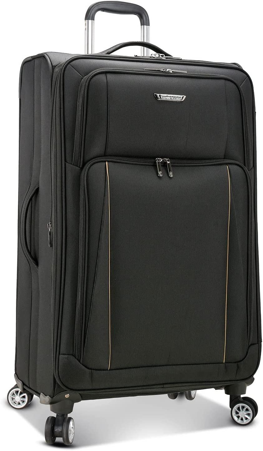 Lares Softside Expandable Luggage with Spinner Wheels, Black, Checked 31-Inch