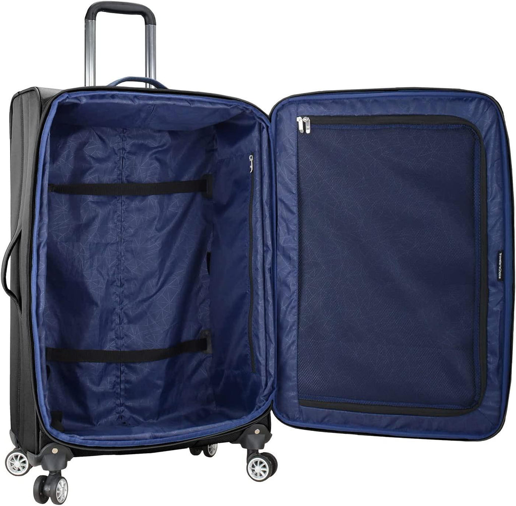 Lares Softside Expandable Luggage with Spinner Wheels, Black, Checked 31-Inch