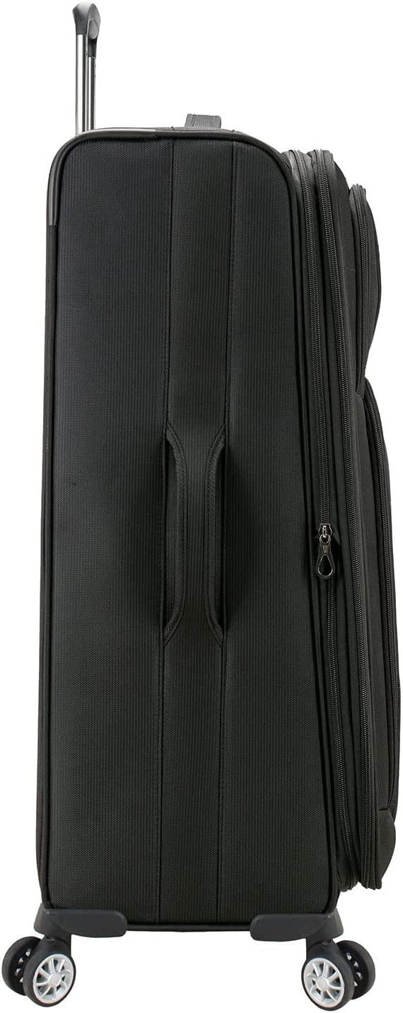 Lares Softside Expandable Luggage with Spinner Wheels, Black, Checked 31-Inch