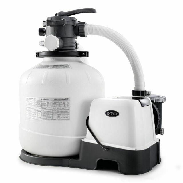 intex 16 inch 2,150 gph krystal clear saltwater system &amp; sand filter pump, gray