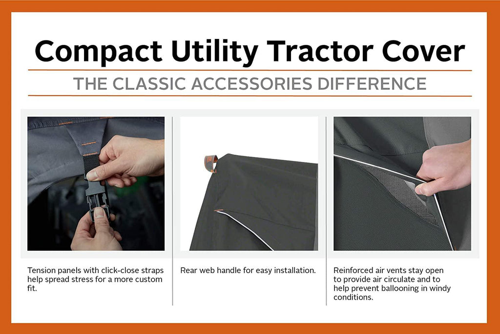 classic accessories compact utility tractor cowling cover, black