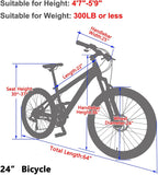 H&amp;ZT Adult Mountain Bike, 24“/ 26"/ 27.5” Wheels, Suspension Fork, Twist Shifters Derailleurs, Dual-Disc Brakes, 21 Speeds, Unisex MTB Bikes for Women and Men