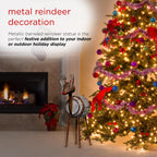 Alpine Corporation Metallic Barreled Reindeer With Warm White LED Lights