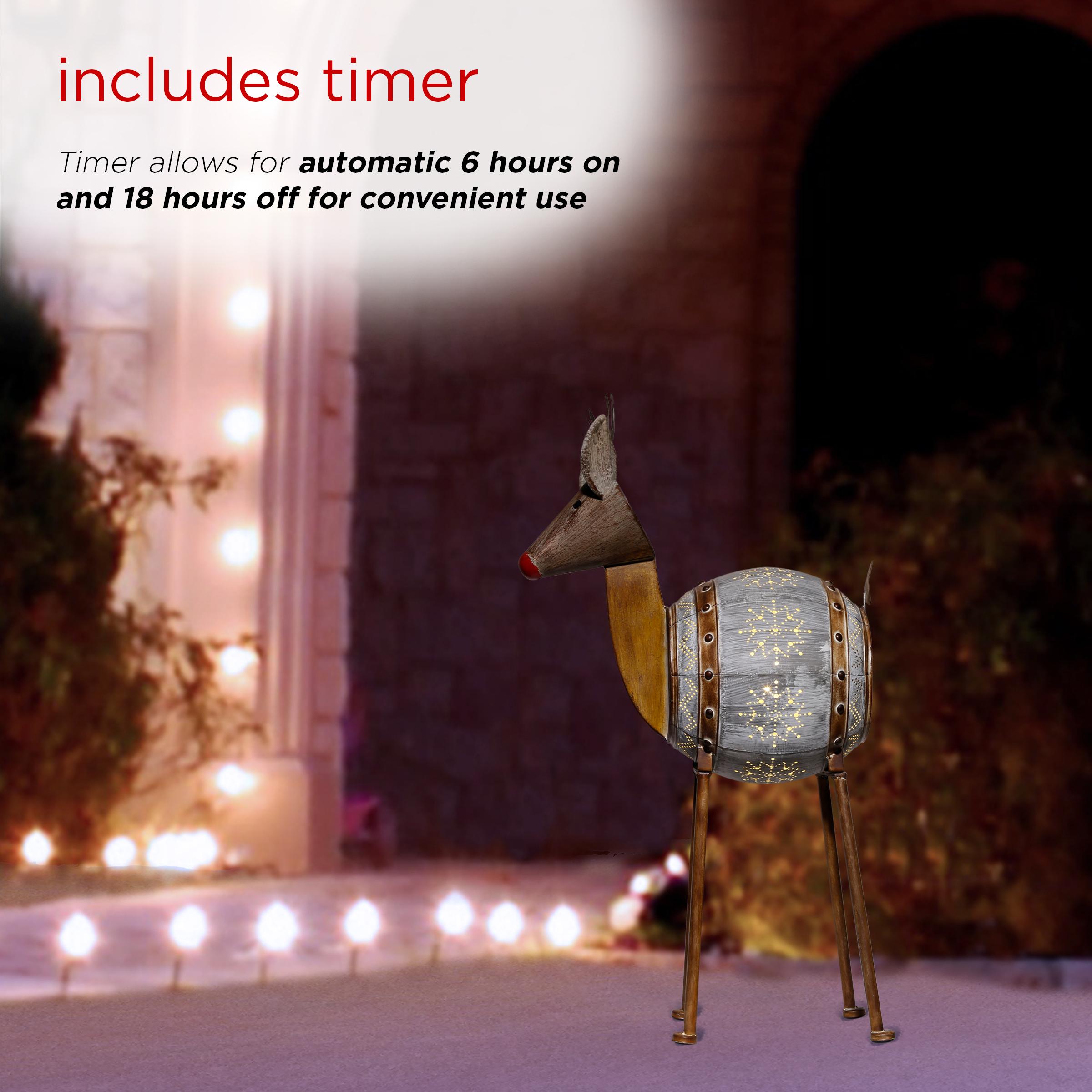 Alpine Corporation Metallic Barreled Reindeer With Warm White LED Lights