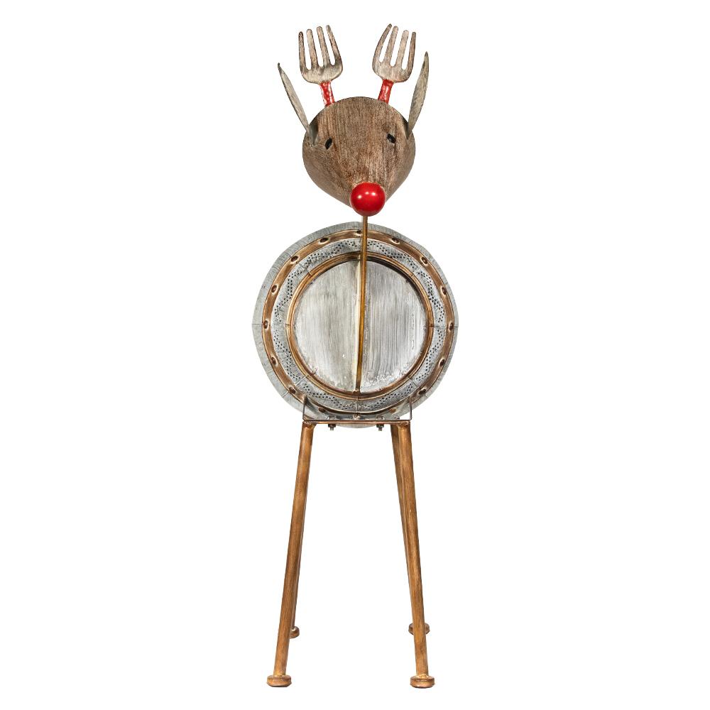 Alpine Corporation Metallic Barreled Reindeer With Warm White LED Lights