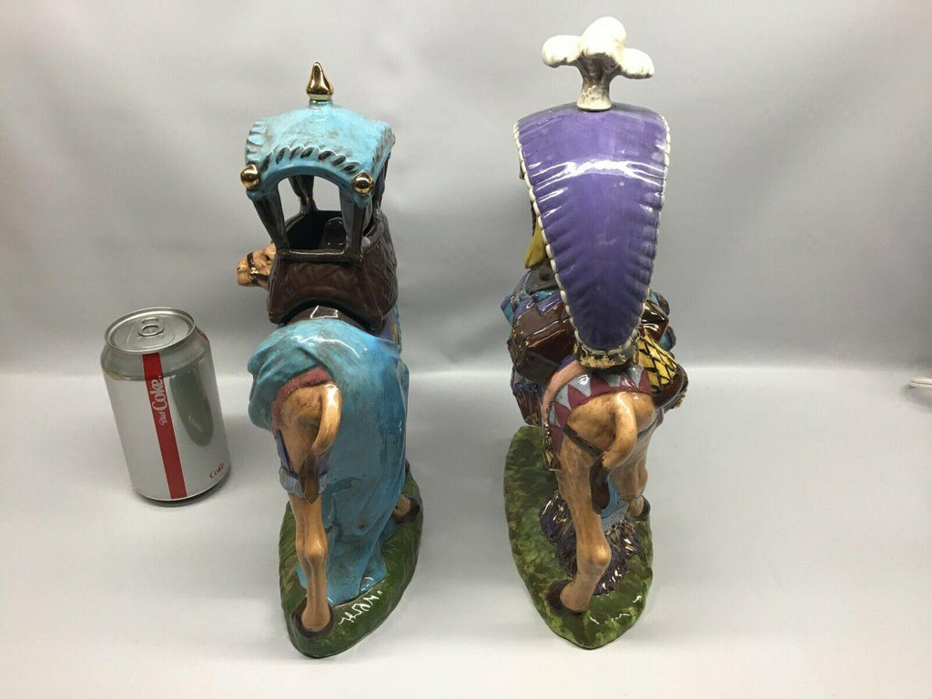 14" Mantle Nativity Figurines 3 Wise Men Candle Holders 2 Camels