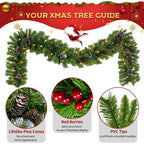 SESSLIFE 4pc Christmas Decoration Set, 2 Pre-lit Christmas Trees(4ft), 9ft Garland and 20in Diameter Wreath, Indoor Outdoor Christmas Decoration for Home Party Office, Green, TE1972
