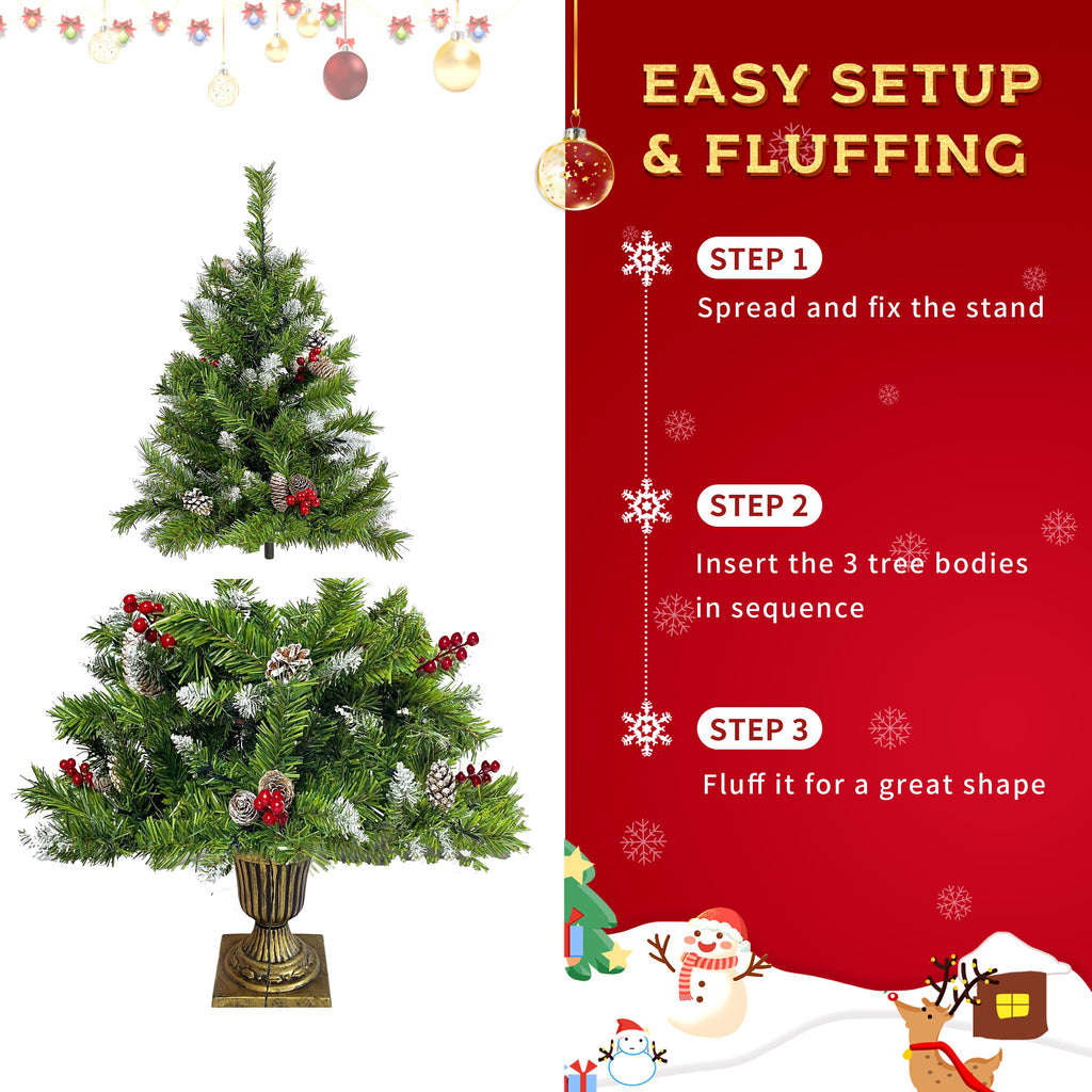 SESSLIFE 4pc Christmas Decoration Set, 2 Pre-lit Christmas Trees(4ft), 9ft Garland and 20in Diameter Wreath, Indoor Outdoor Christmas Decoration for Home Party Office, Green, TE1972