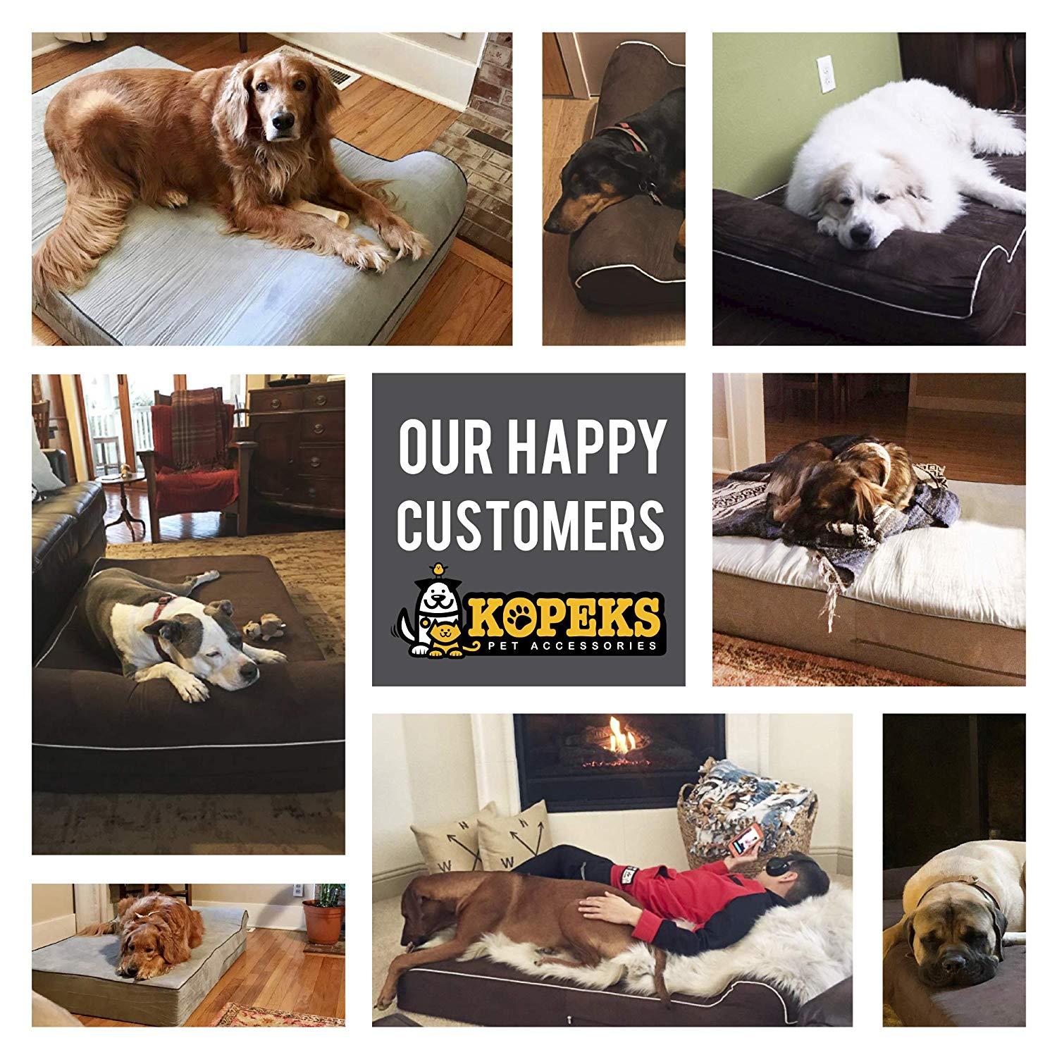 KOPEKS - Orthopedic Memory Foam Dog Bed With Pillow and Waterproof Liner &amp; Anti-Slip Bottom