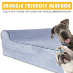 KOPEKS - Orthopedic Memory Foam Dog Bed With Pillow and Waterproof Liner &amp; Anti-Slip Bottom