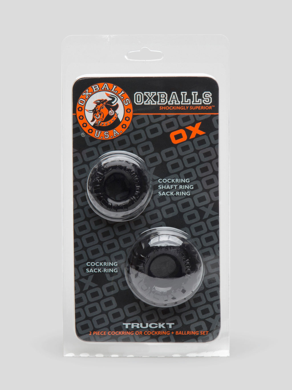 Oxballs Cock Ring and Ball Ring Set (2 Count), Black