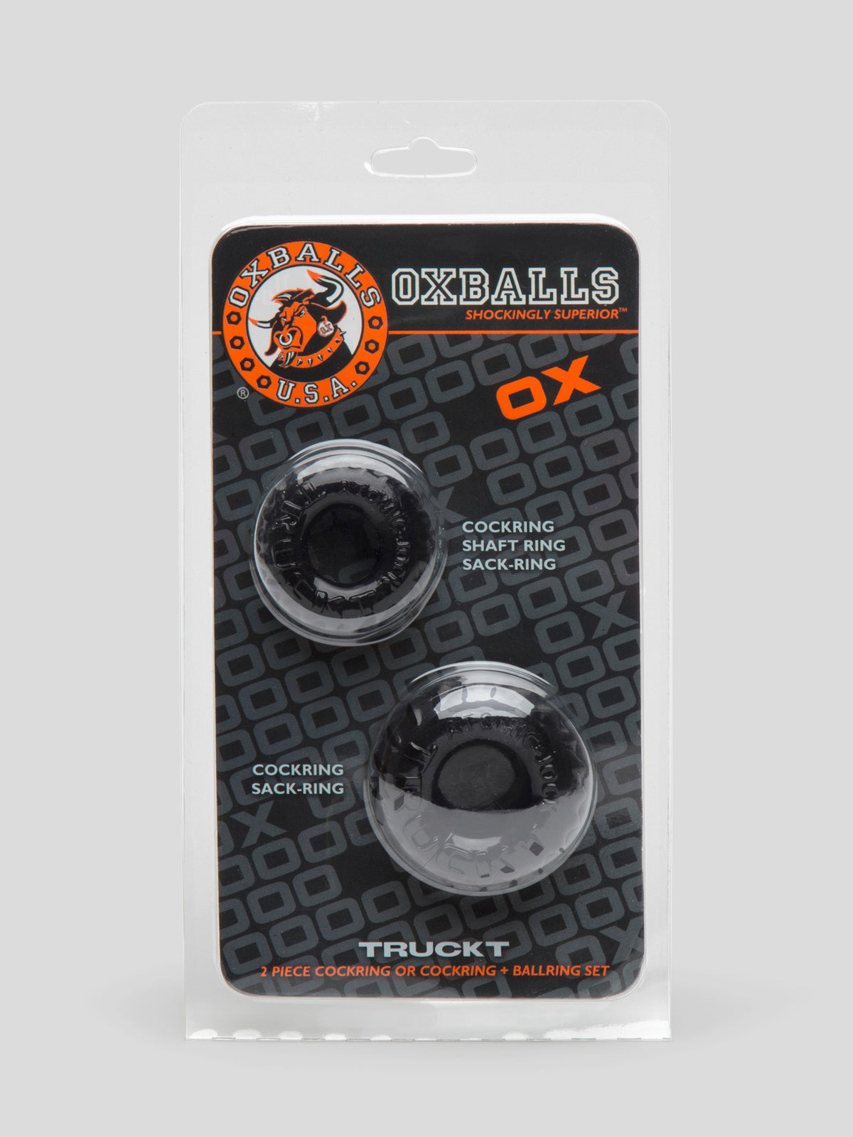 Oxballs Cock Ring and Ball Ring Set (2 Count), Black