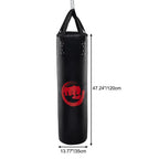 Pcmos 47 x 14" Boxing Hanging Heavy Bag PVC Covering Easy to Install Cylindrical Boxing Bag Punching Bag Filled Set for Kickboxing Fitness Training Muay Thai MMA, Martial Arts, Home Gym Black