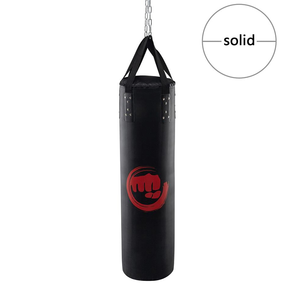 Pcmos 47 x 14" Boxing Hanging Heavy Bag PVC Covering Easy to Install Cylindrical Boxing Bag Punching Bag Filled Set for Kickboxing Fitness Training Muay Thai MMA, Martial Arts, Home Gym Black